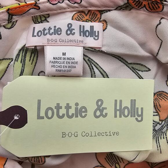 Lottie & Holly Womans size M Blush Floral Square Neck Crisscross Mini Dress New - Picture 6 of 8